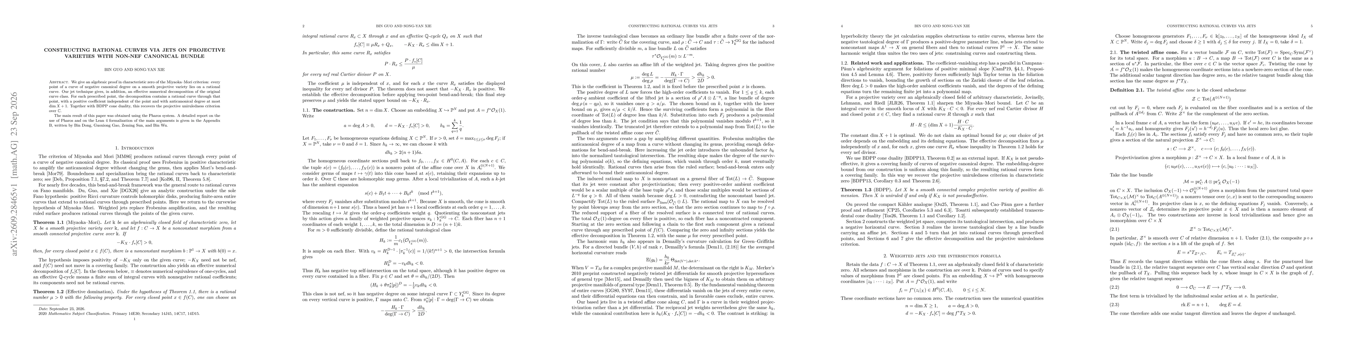 Thumbnail for Constructing Rational Curves via Jets on Projective Varieties with Non-Nef Canonical Bundle