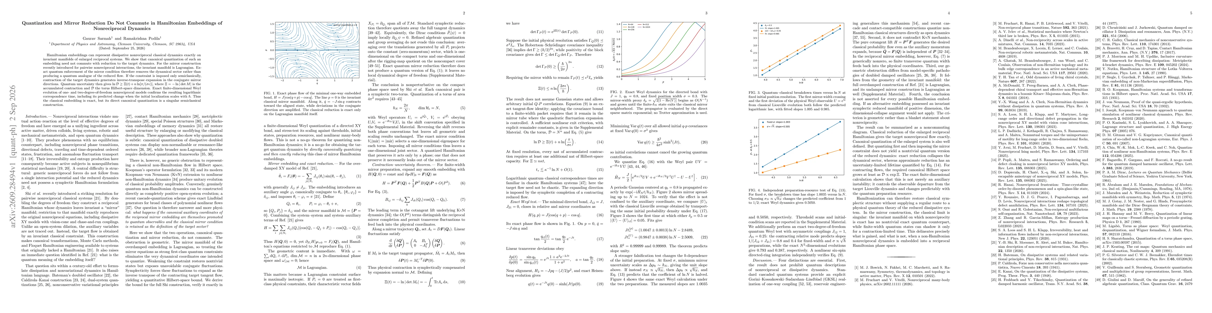 Thumbnail for Quantization and Mirror Reduction Do Not Commute in Hamiltonian Embeddings of Nonreciprocal Dynamics