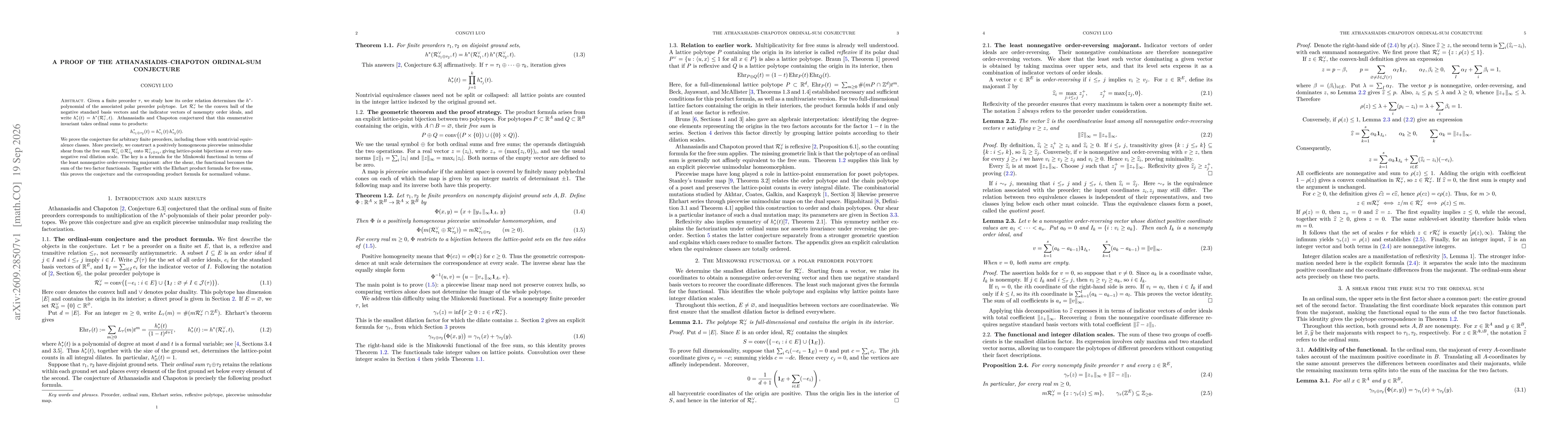 Thumbnail for A proof of the Athanasiadis-Chapoton ordinal-sum conjecture
