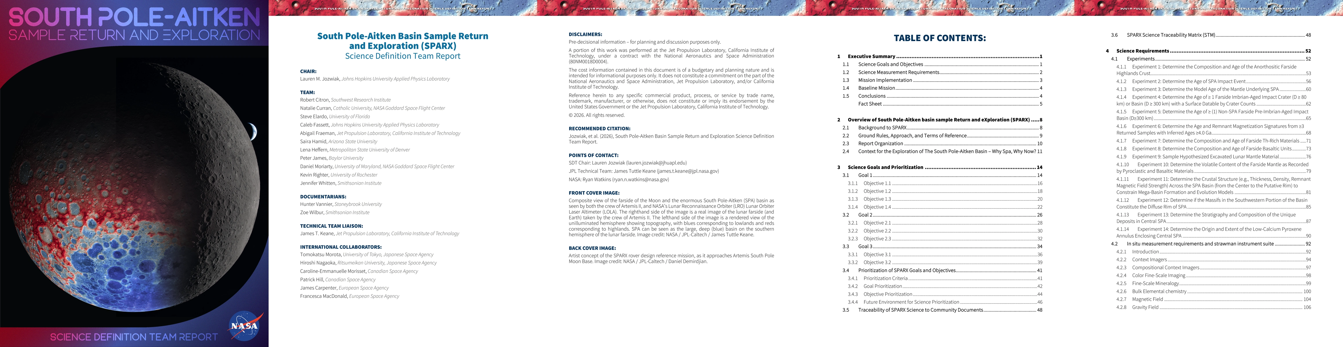 Thumbnail for South Pole-Aitken basin sample Return and eXploration (SPARX) Science Definition Team Report