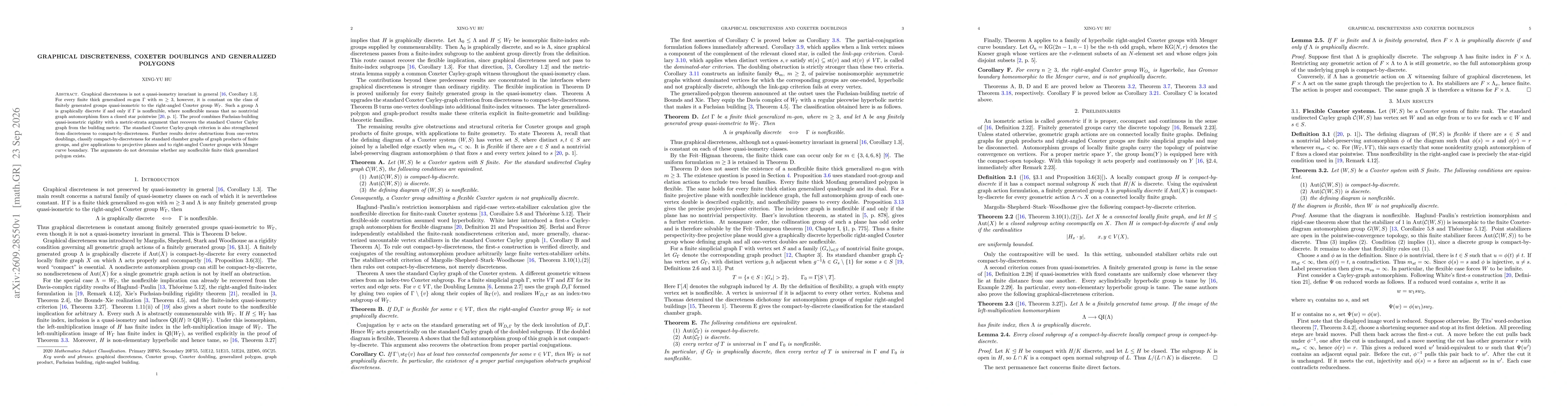 Thumbnail for Graphical Discreteness, Coxeter Doublings and Generalized Polygons