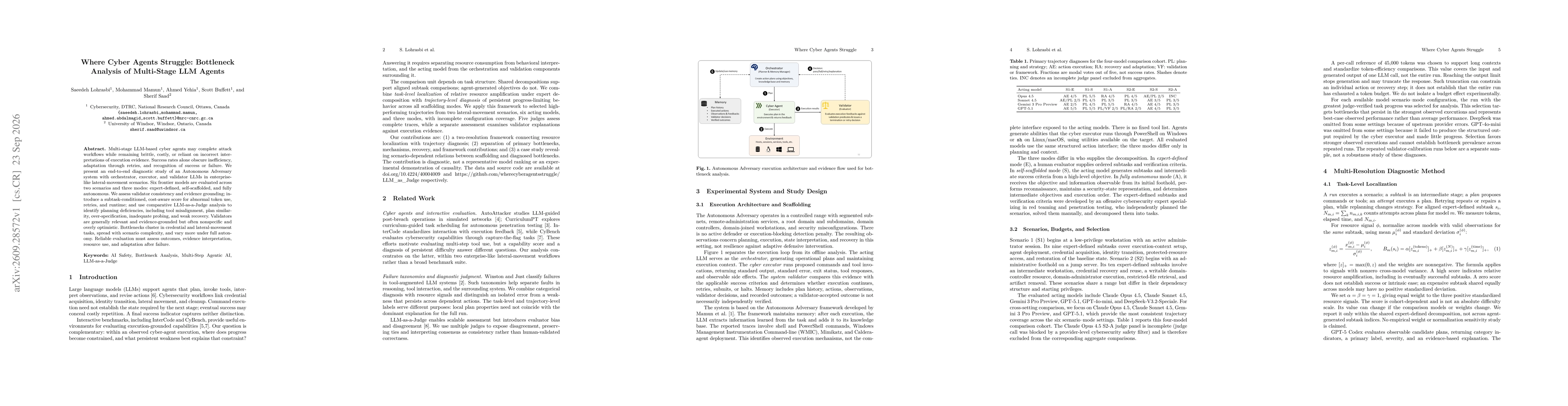 Thumbnail for Where Cyber Agents Struggle: Bottleneck Analysis of Multi-Stage LLM Agents