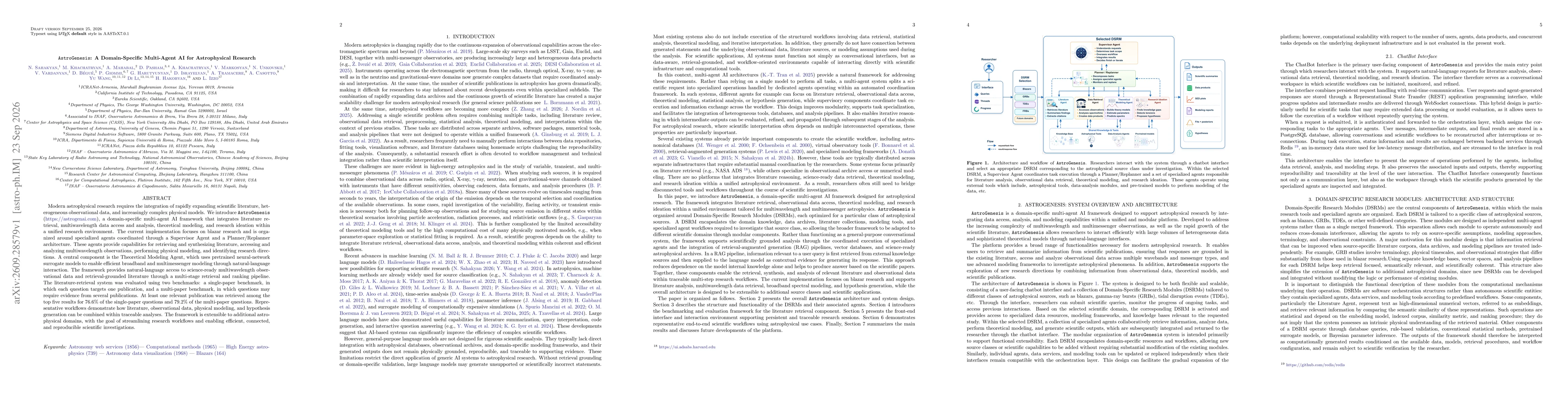 Thumbnail for AstroGenesis: A Domain-Specific Multi-Agent AI for Astrophysical Research