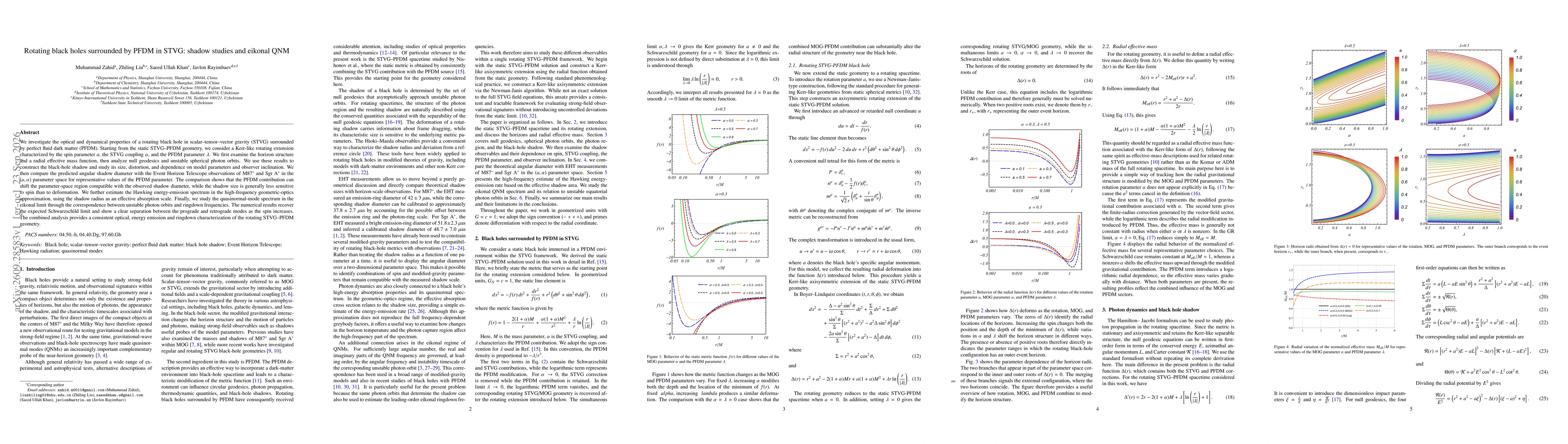 Thumbnail for Rotating black holes surrounded by PFDM in STVG: shadow studies and eikonal QNM