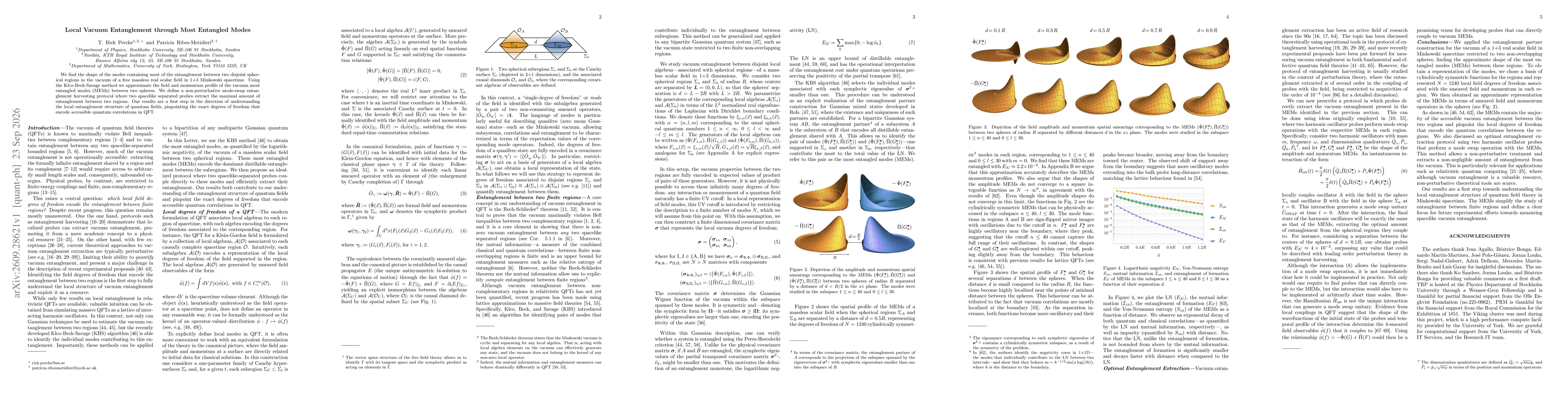 Thumbnail for Local Vacuum Entanglement through Most Entangled Modes