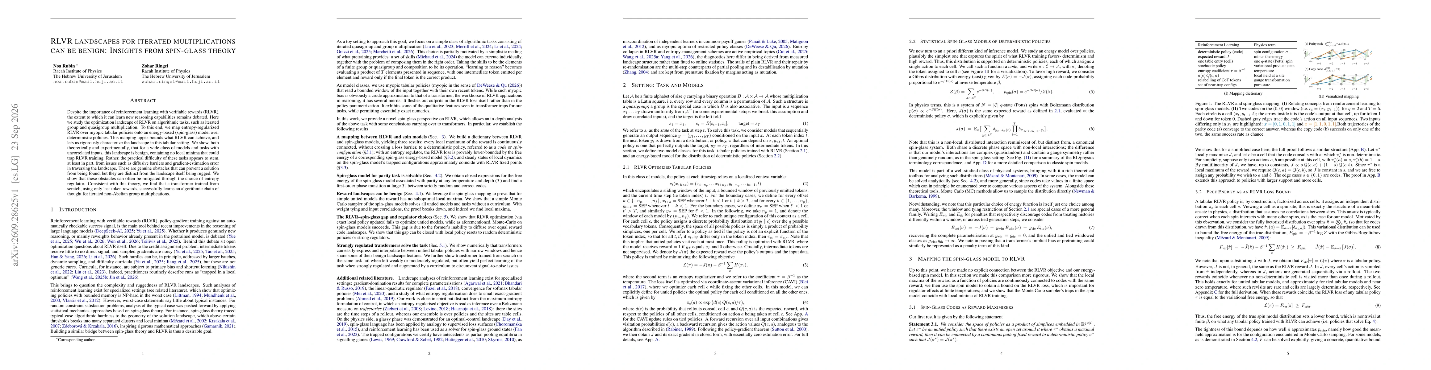 Thumbnail for RLVR landscapes for iterated multiplications can be benign: Insights from spin-glass theory