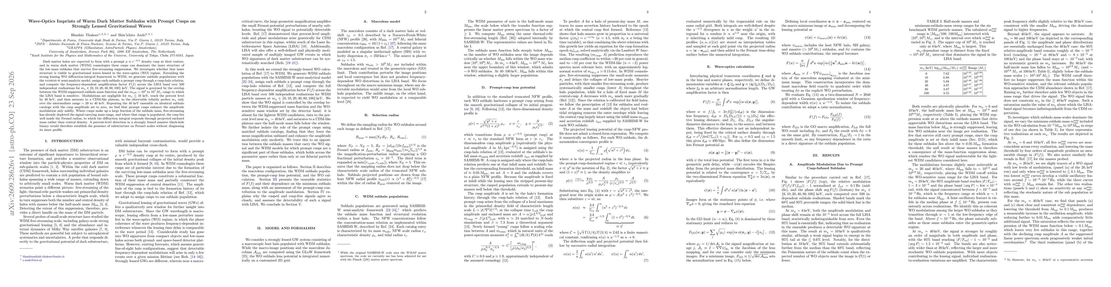Thumbnail for Wave-Optics Imprints of Warm Dark Matter Subhalos with Prompt Cusps on Strongly Lensed Gravitational Waves