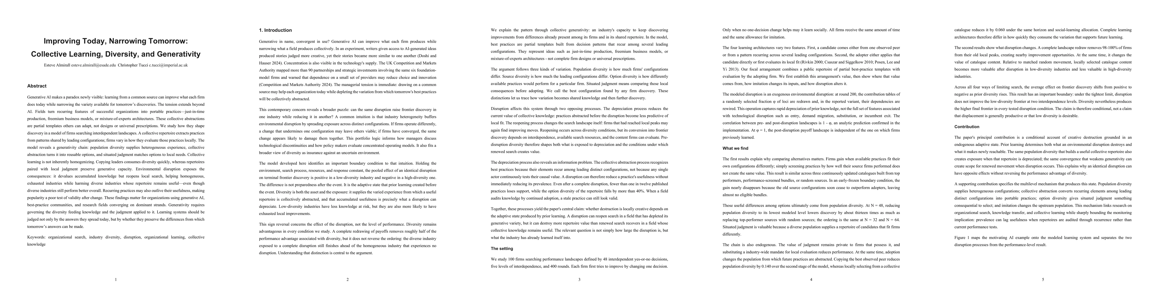 Thumbnail for Improving Today, Narrowing Tomorrow: Collective Learning, Diversity, and Generativity