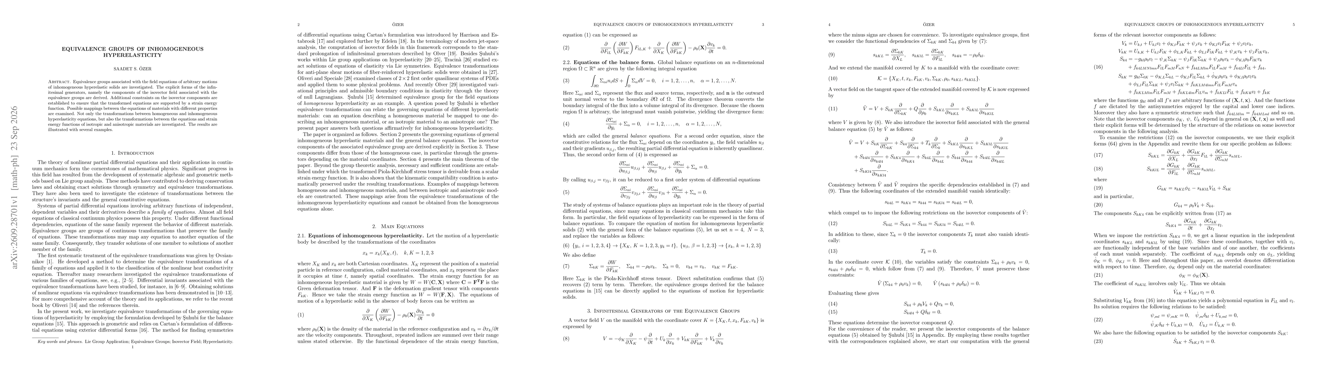 Thumbnail for Equivalence Groups of Inhomogeneous Hyperelasticity
