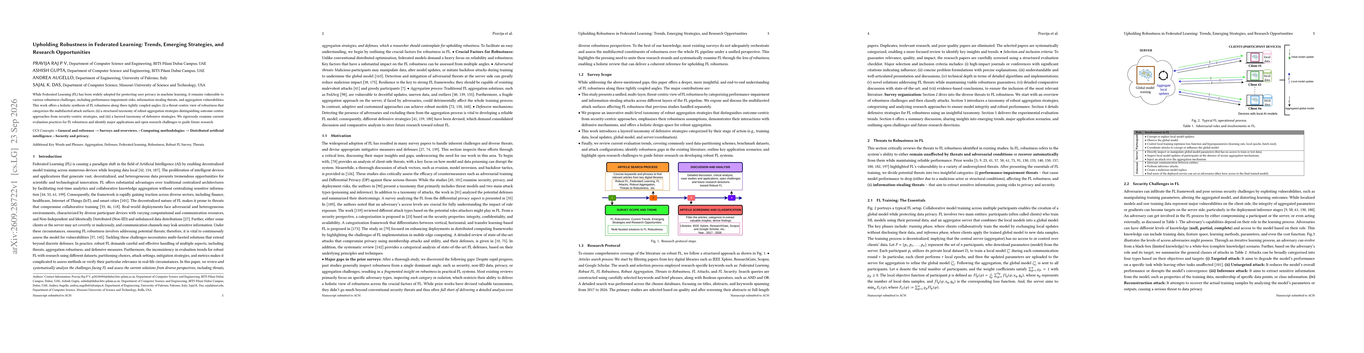 Thumbnail for Upholding Robustness in Federated Learning: Trends, Emerging Strategies, and Research Opportunities