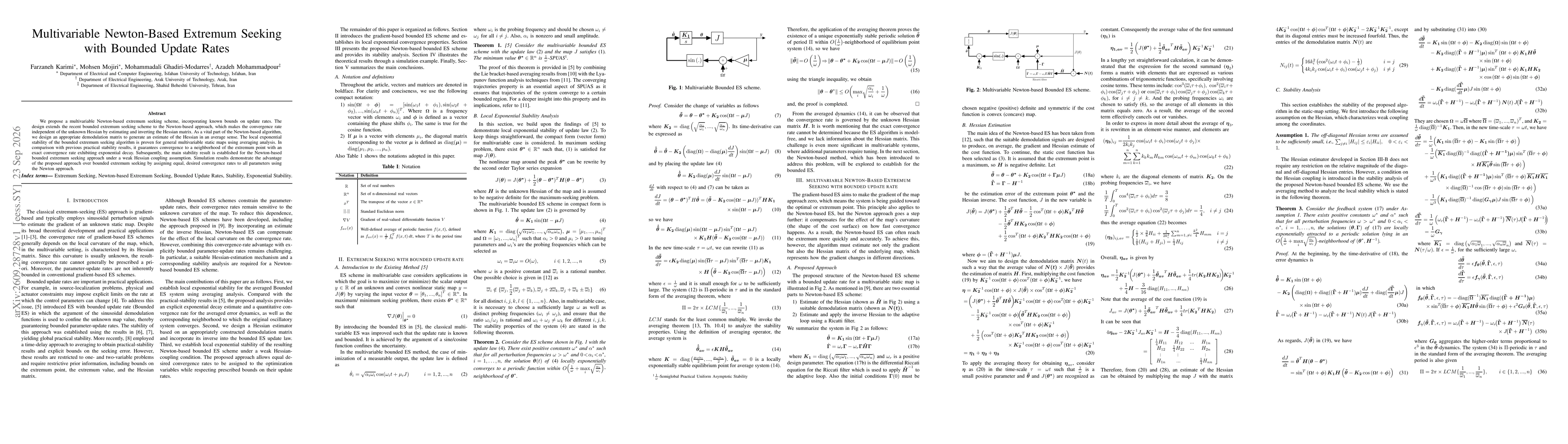 Thumbnail for Multivariable Newton-Based Extremum Seeking with Bounded Update Rates