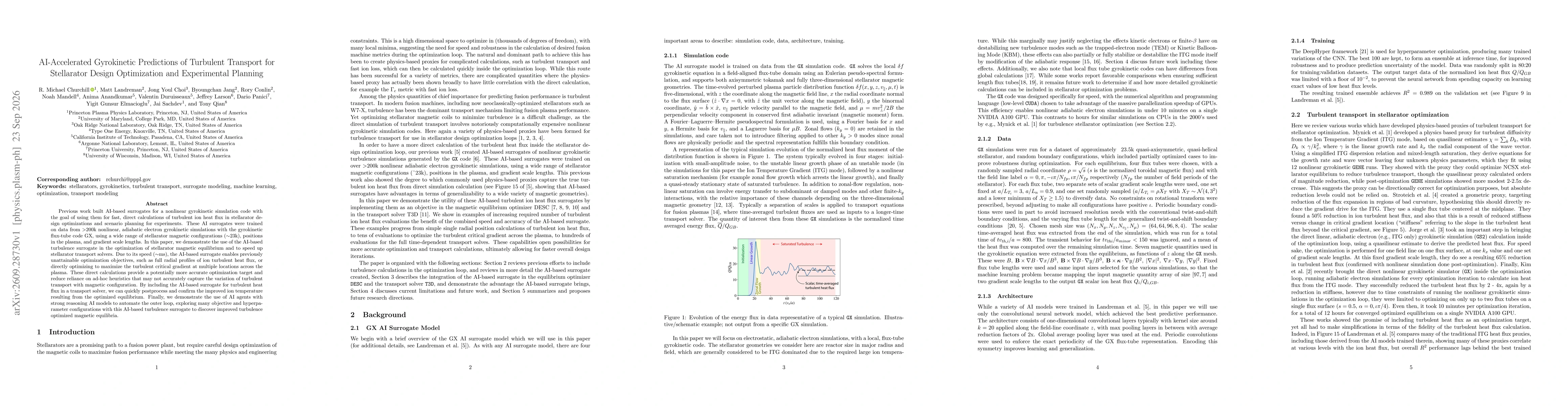 Thumbnail for AI-Accelerated Gyrokinetic Predictions of Turbulent Transport for Stellarator Design Optimization and Experimental Planning