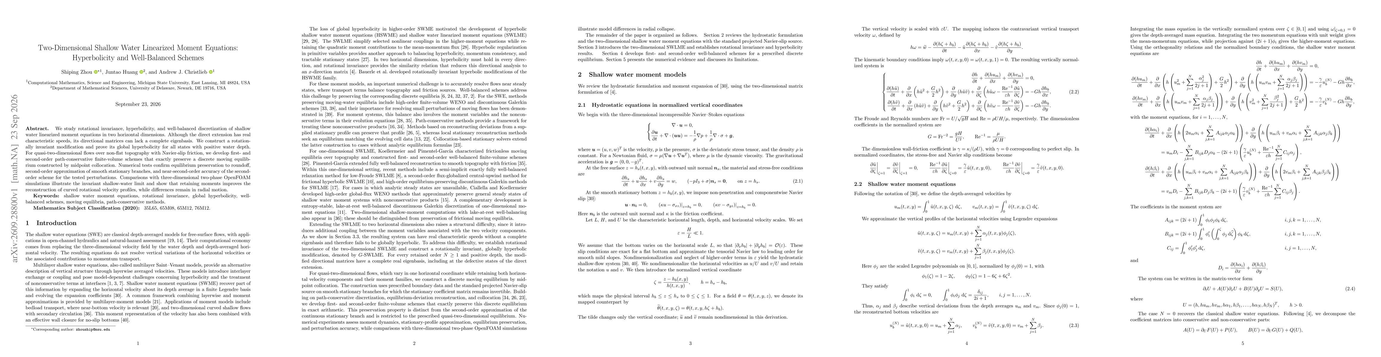 Thumbnail for Two-Dimensional Shallow Water Linearized Moment Equations: Hyperbolicity and Well-Balanced Schemes