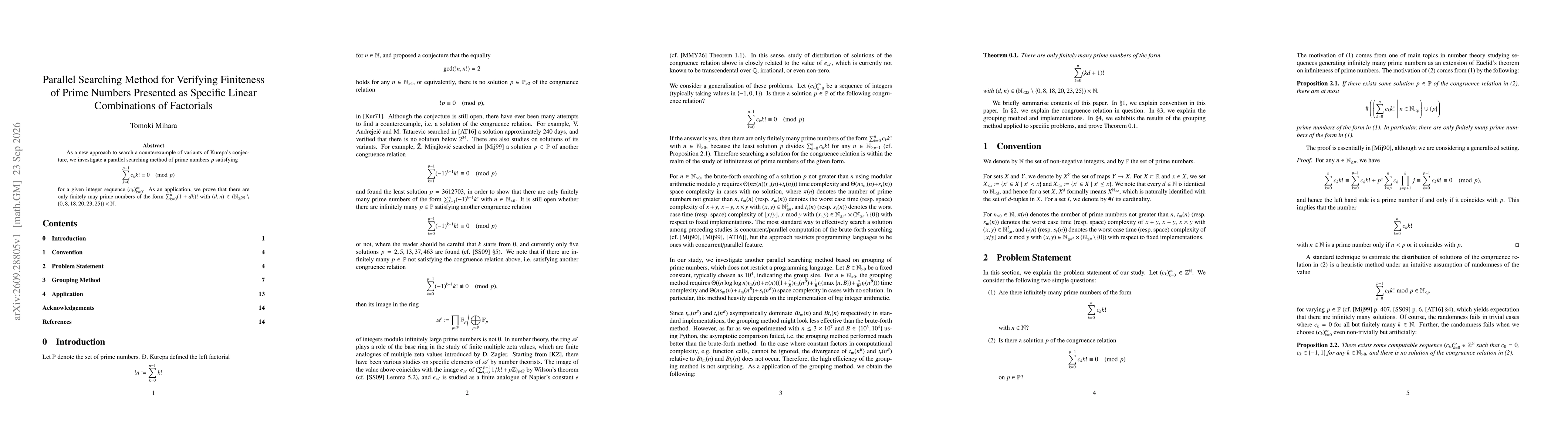 Thumbnail for Parallel Searching Method for Verifying Finiteness of Prime Numbers Presented as Specific Linear Combinations of Factorials