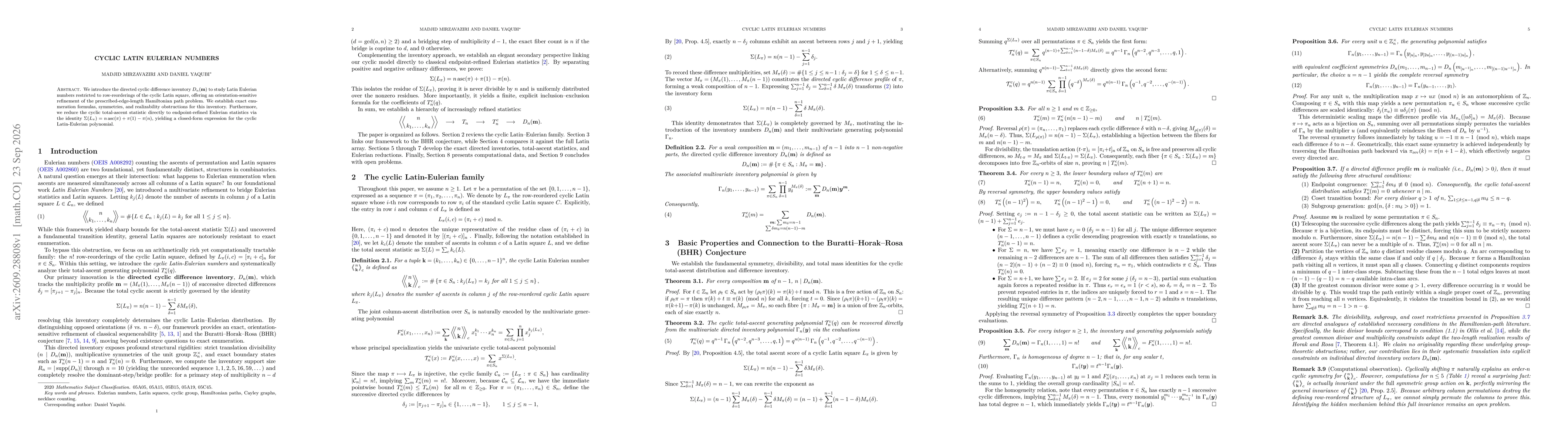 Thumbnail for Cyclic Latin Eulerian Numbers