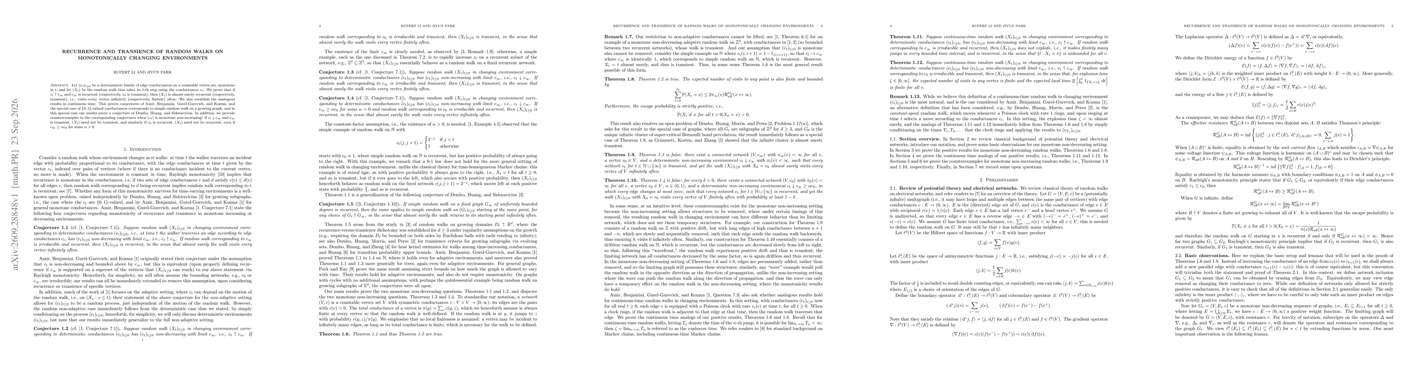 Thumbnail for Recurrence and transience of random walks on monotonically changing environments