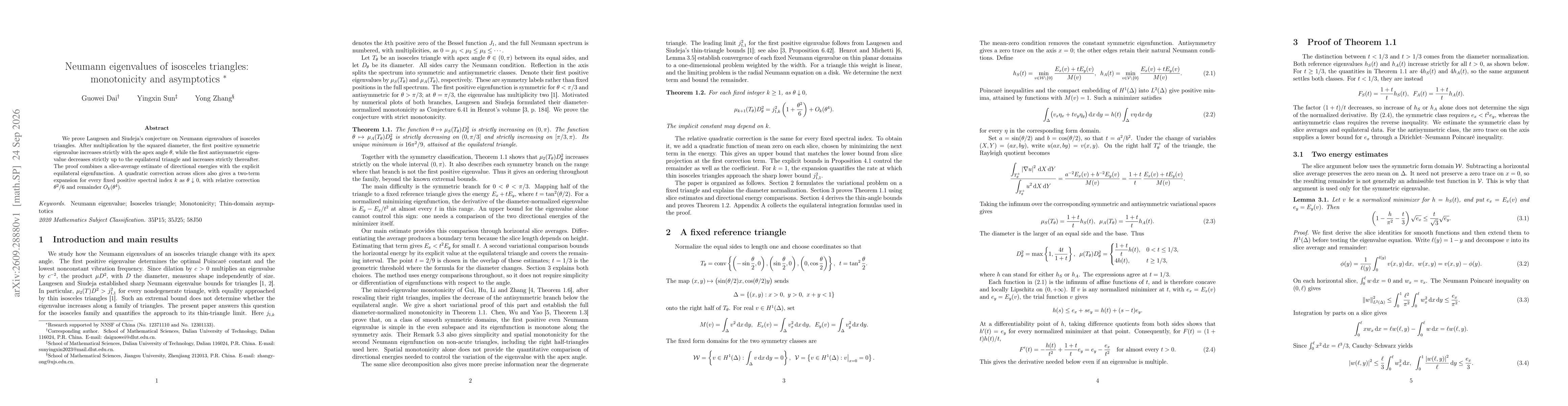 Thumbnail for Neumann eigenvalues of isosceles triangles: monotonicity and asymptotics
