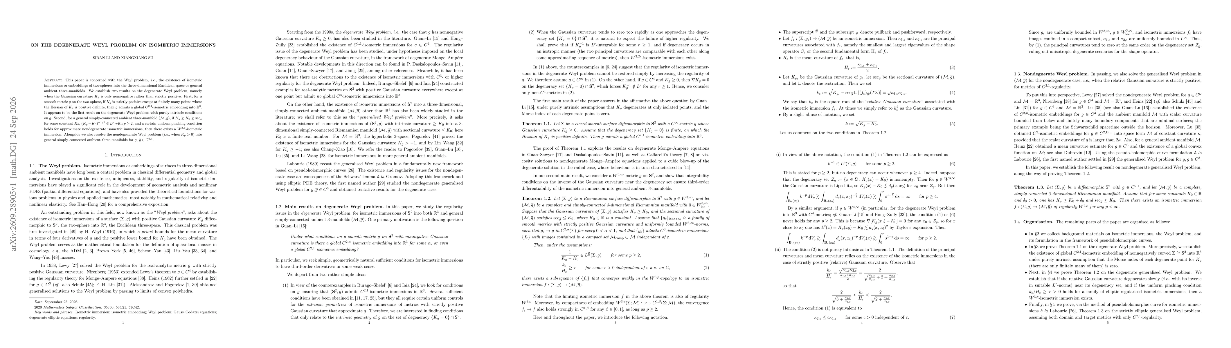 Thumbnail for On the degenerate Weyl problem on isometric immersions