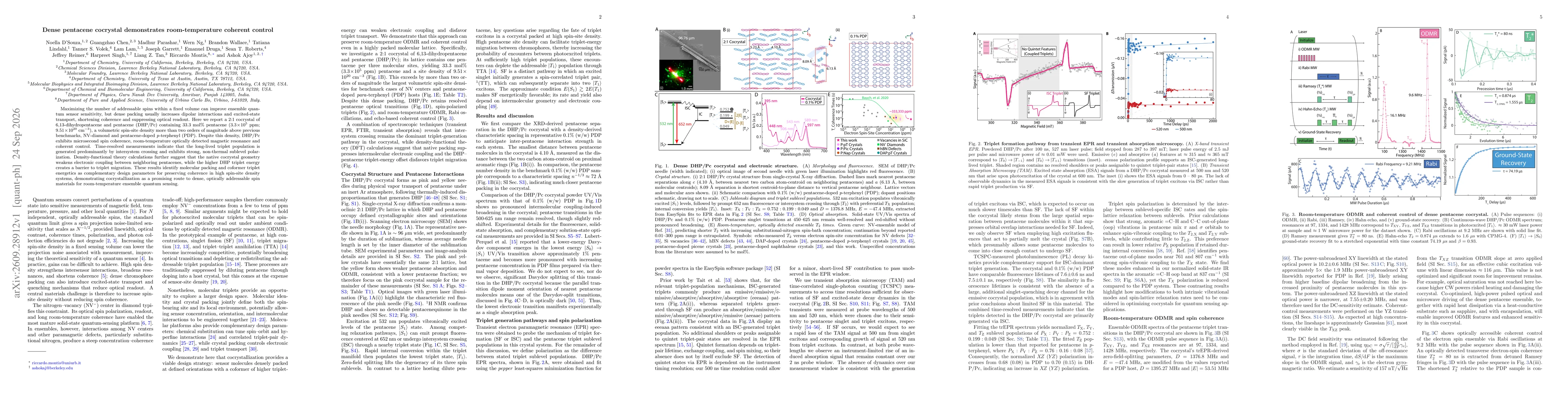 Thumbnail for Dense pentacene cocrystal demonstrates room-temperature coherent control
