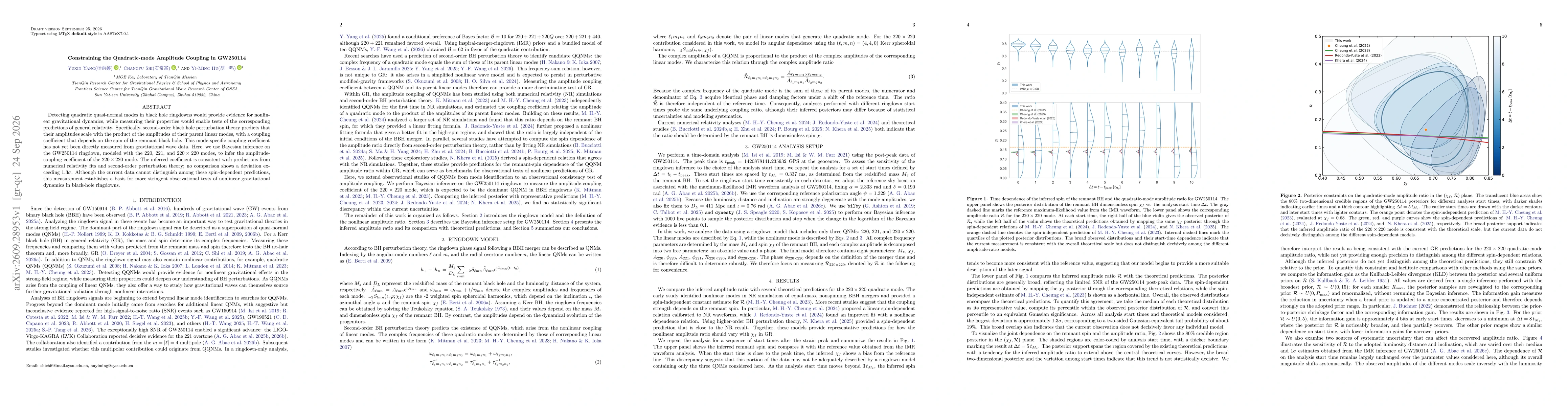 Thumbnail for Constraining the Quadratic-mode Amplitude Coupling in GW250114