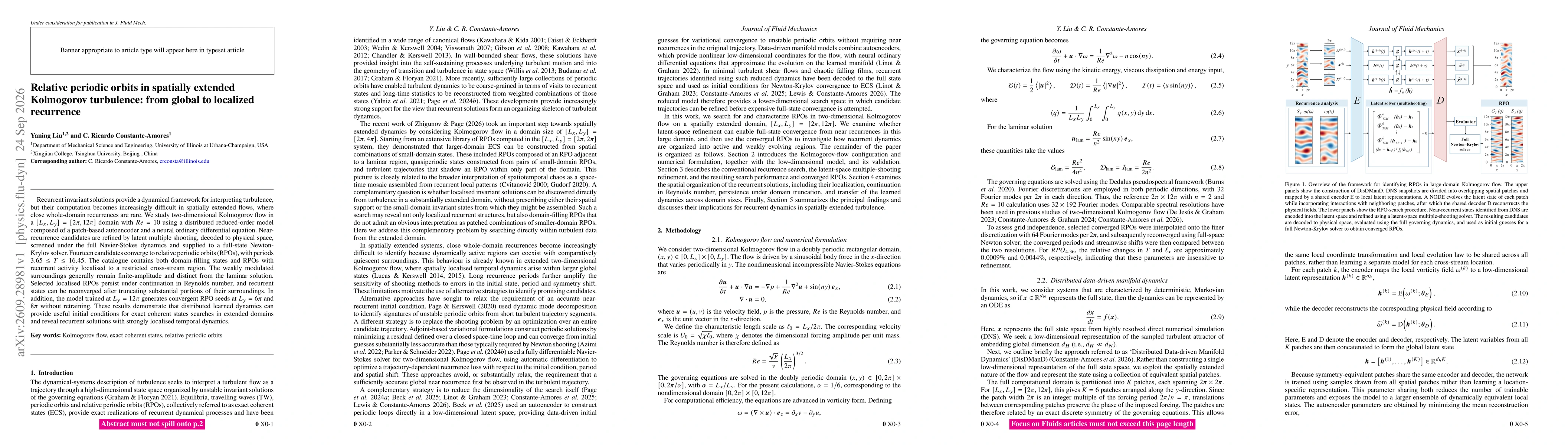 Thumbnail for Relative periodic orbits in spatially extended Kolmogorov turbulence: from global to localized recurrence