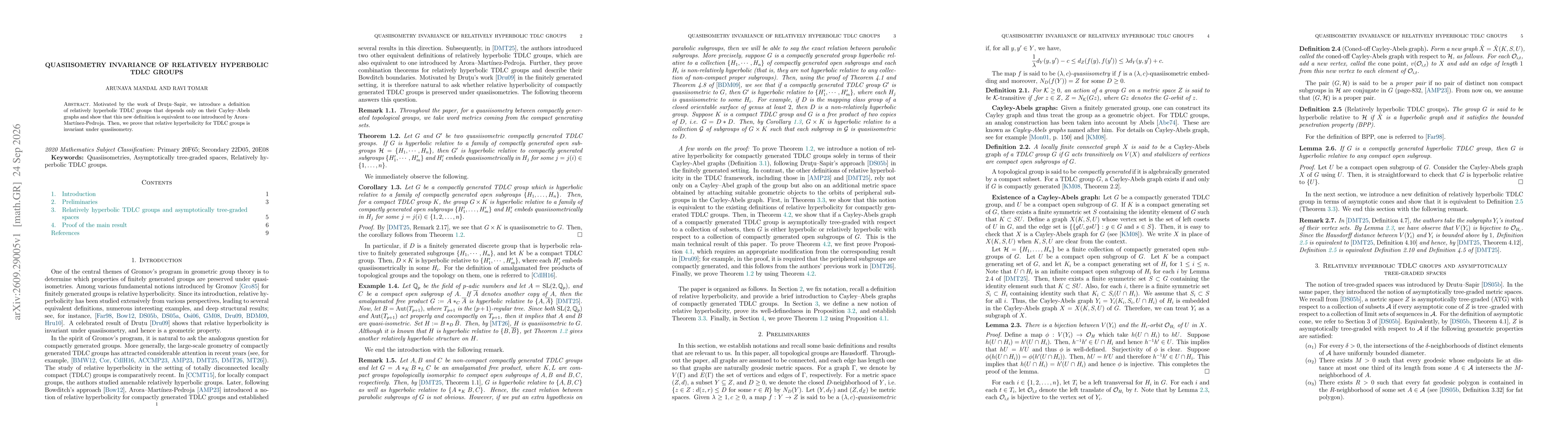 Thumbnail for Quasiisometry invariance of relatively hyperbolic TDLC groups