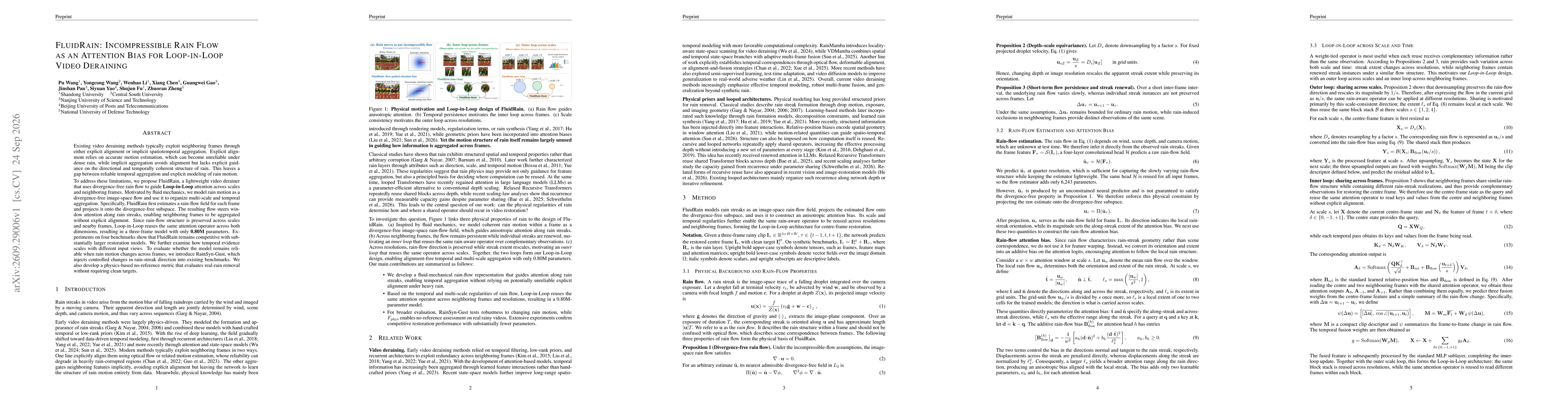 Thumbnail for FluidRain: Incompressible Rain Flow as an Attention Bias for Loop-in-Loop Video Deraining