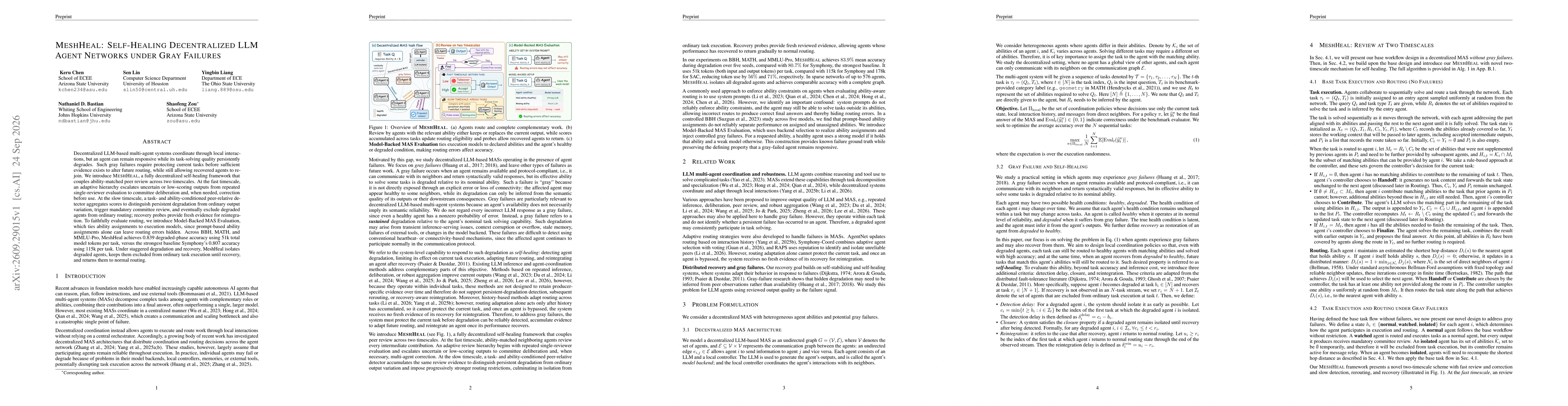 Thumbnail for MeshHeal: Two-Timescale Self-Healing for Gray Failures in Decentralized LLM Agent Networks