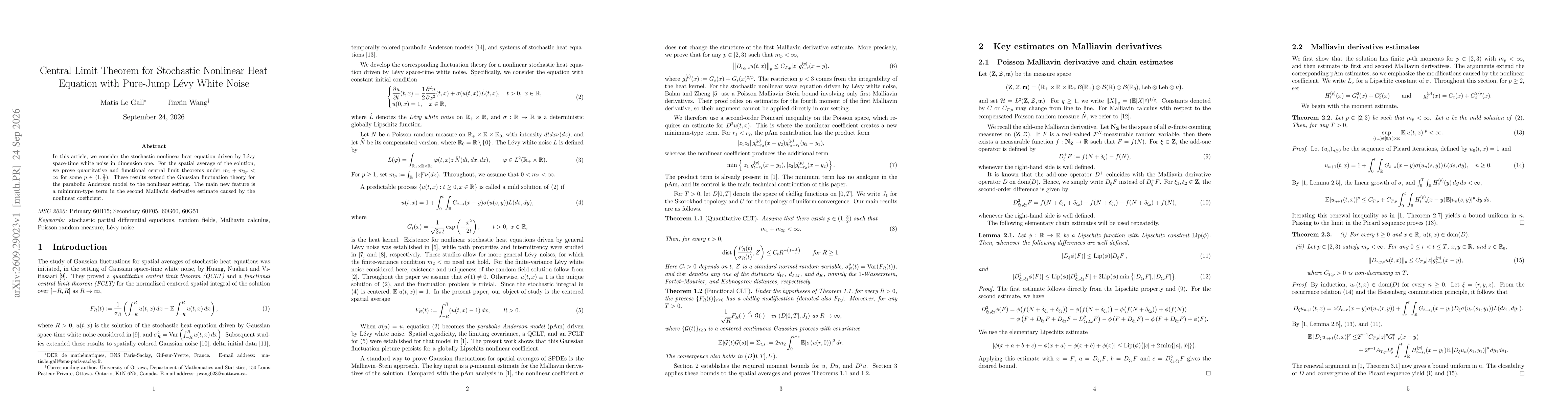 Thumbnail for Central Limit Theorem for Stochastic Nonlinear Heat Equation with Pure-Jump Lévy White Noise