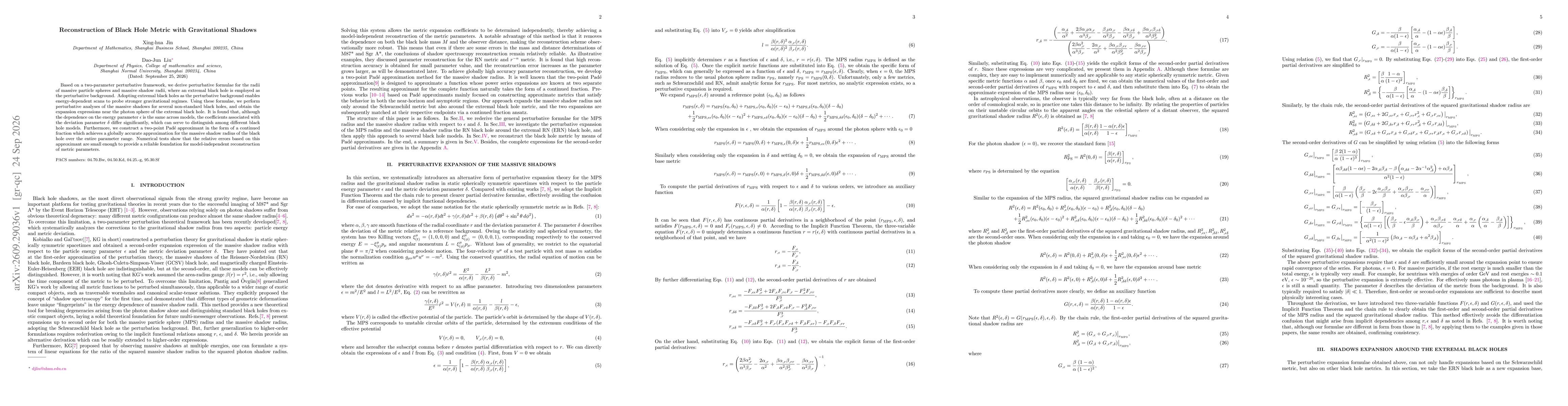 Thumbnail for Reconstruction of Black Hole Metric with Gravitational Shadows