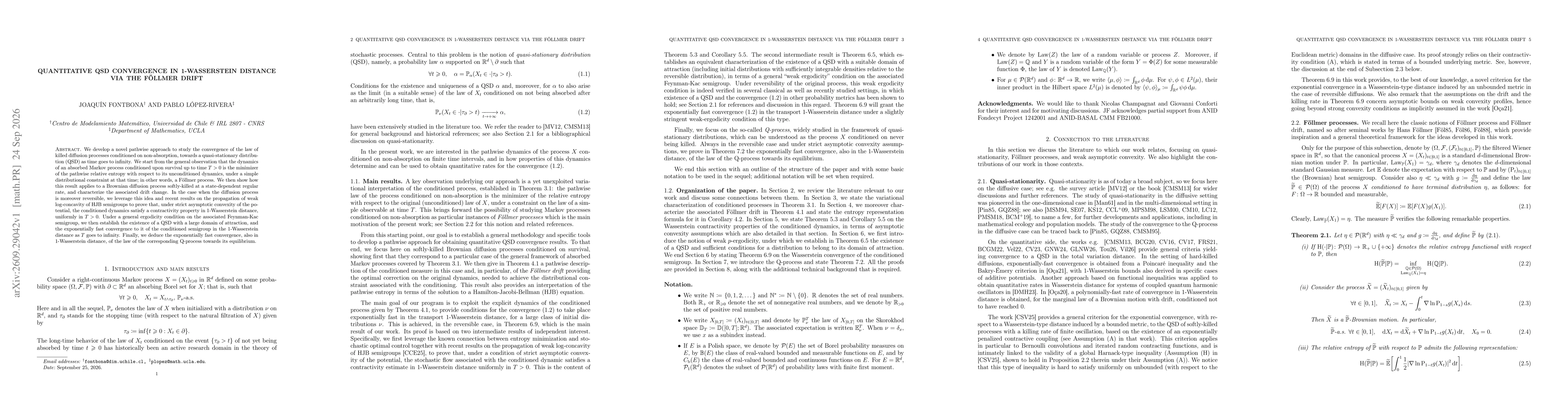 Thumbnail for Quantitative QSD convergence in 1-Wasserstein distance via the Föllmer drift