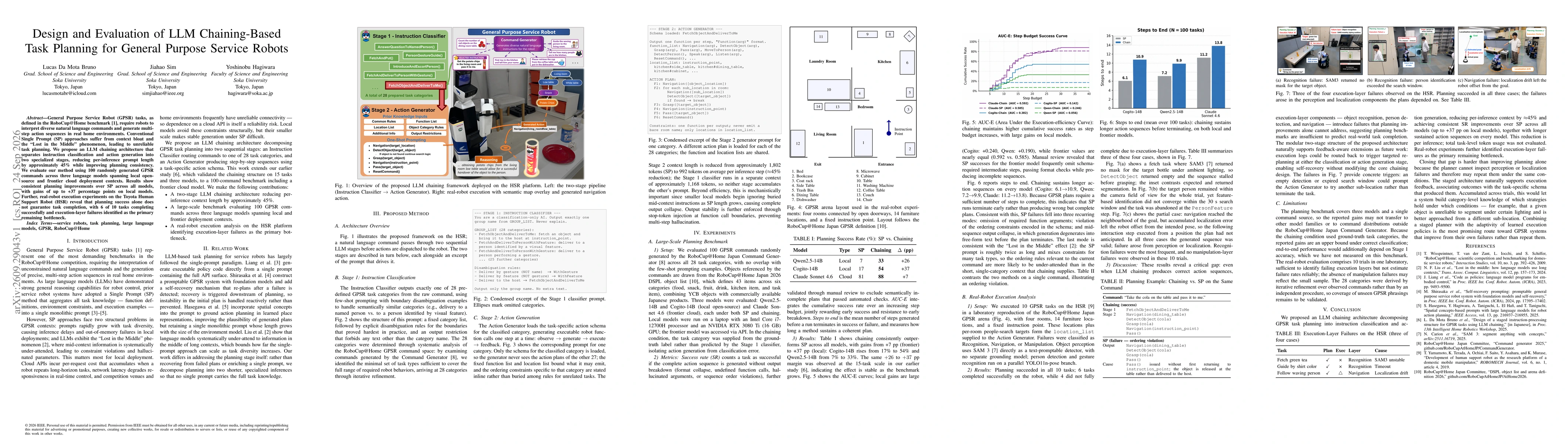 Thumbnail for Design and Evaluation of LLM Chaining-Based Task Planning for General Purpose Service Robots