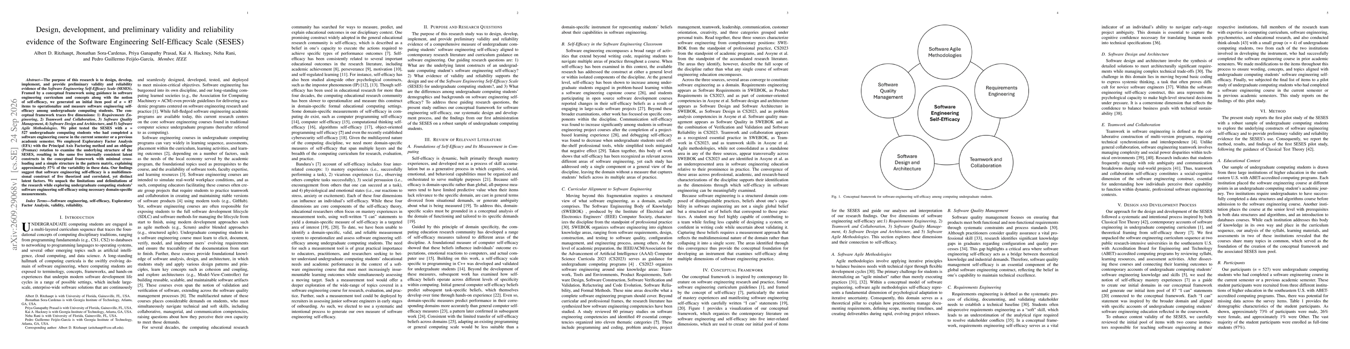 Thumbnail for Design, development, and preliminary validity and reliability evidence of the Software Engineering Self-Efficacy Scale (SESES)