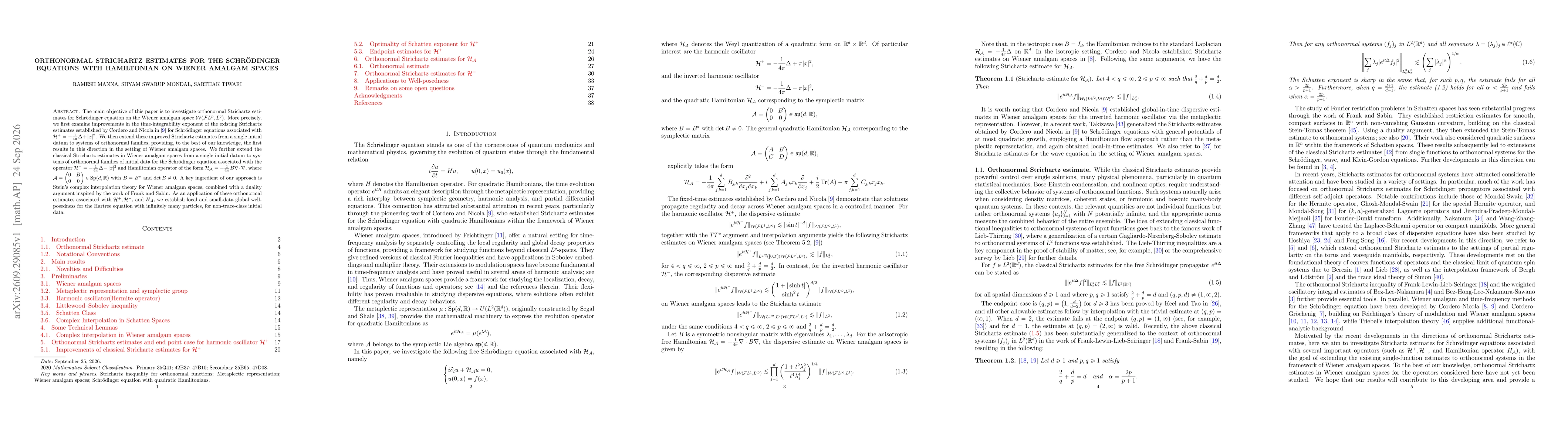 Thumbnail for Orthonormal Strichartz estimates for the Schrödinger equations with Hamiltonian on Wiener amalgam spaces