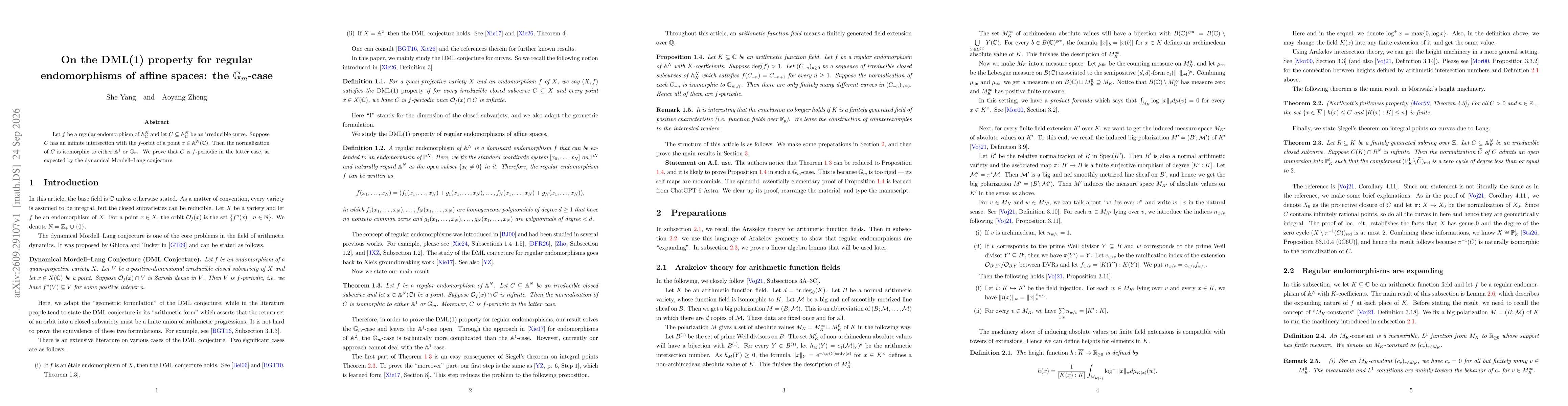 Thumbnail for On the DML(1) property for regular endomorphisms of affine spaces: the $\mathbb{G}_m$-case