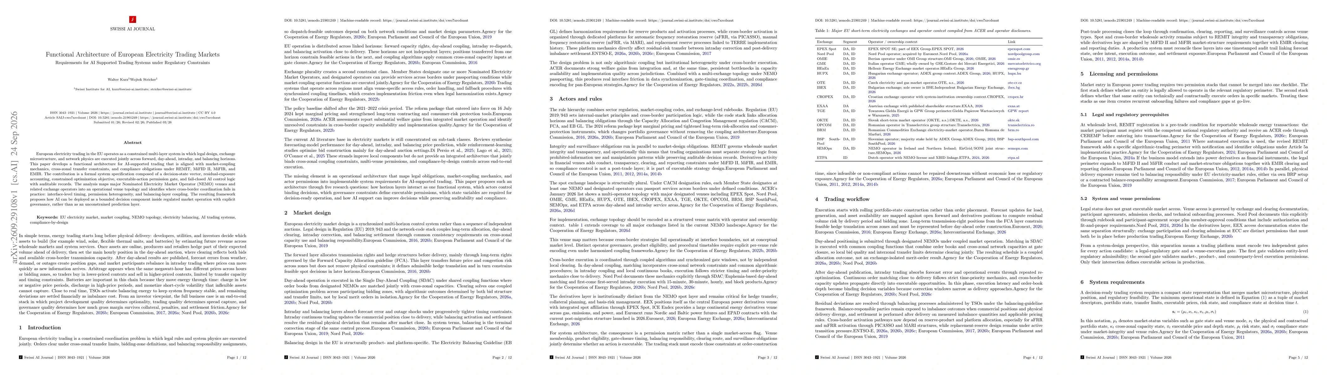 Thumbnail for Functional Architecture of European Electricity Trading Markets: Requirements for AI Supported Trading Systems under Regulatory Constraints
