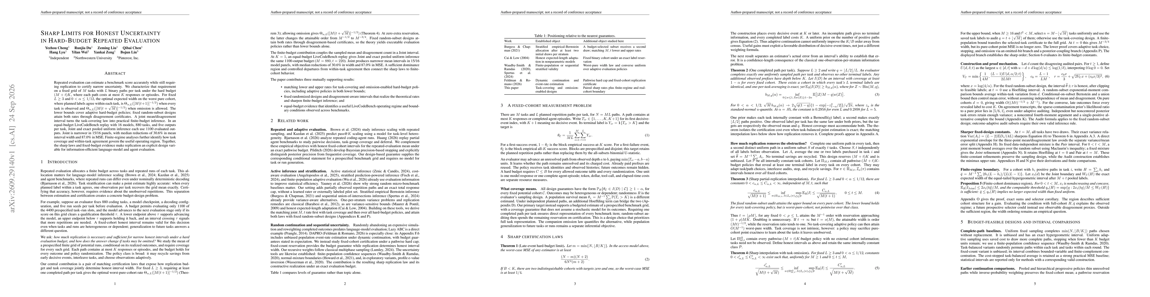 Thumbnail for Sharp Limits for Honest Uncertainty in Hard-Budget Repeated Evaluation