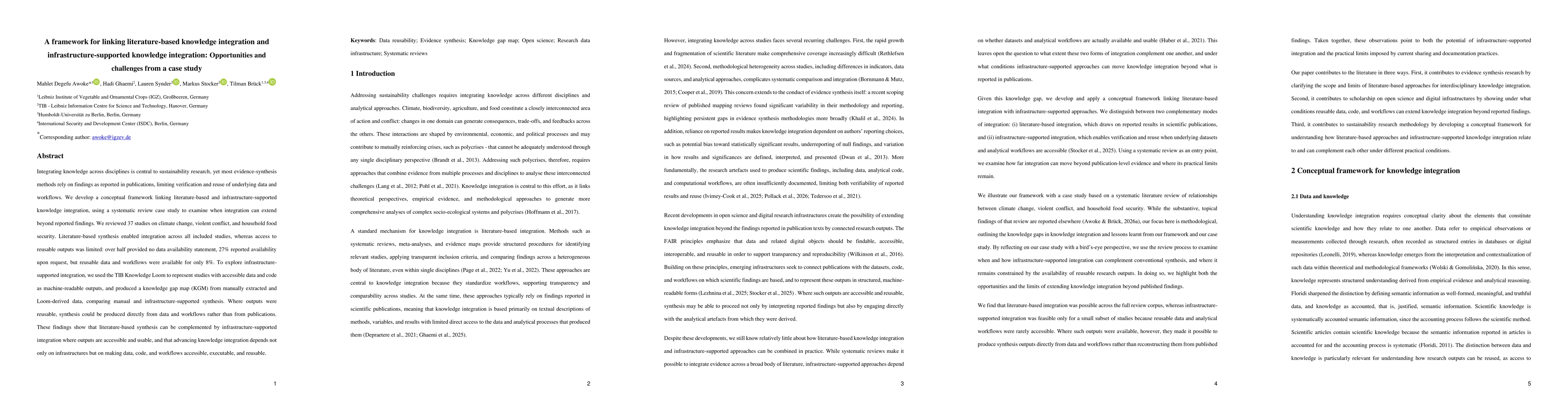 Thumbnail for A framework for linking literature-based knowledge integration and infrastructure-supported knowledge integration: Opportunities and challenges from a case study
