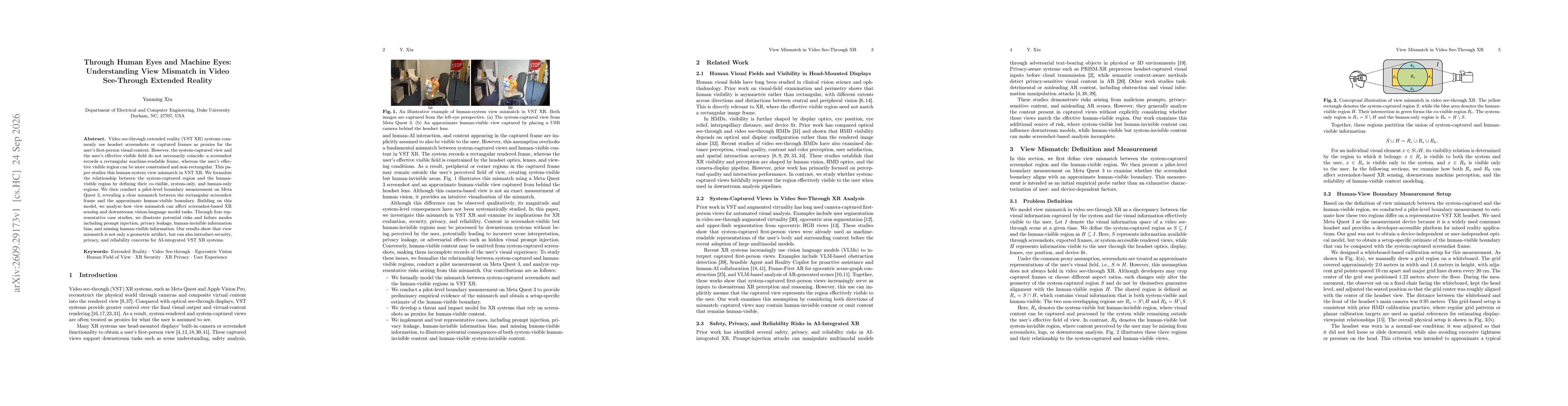 Thumbnail for Through Human Eyes and Machine Eyes: Understanding View Mismatch in Video See-Through Extended Reality