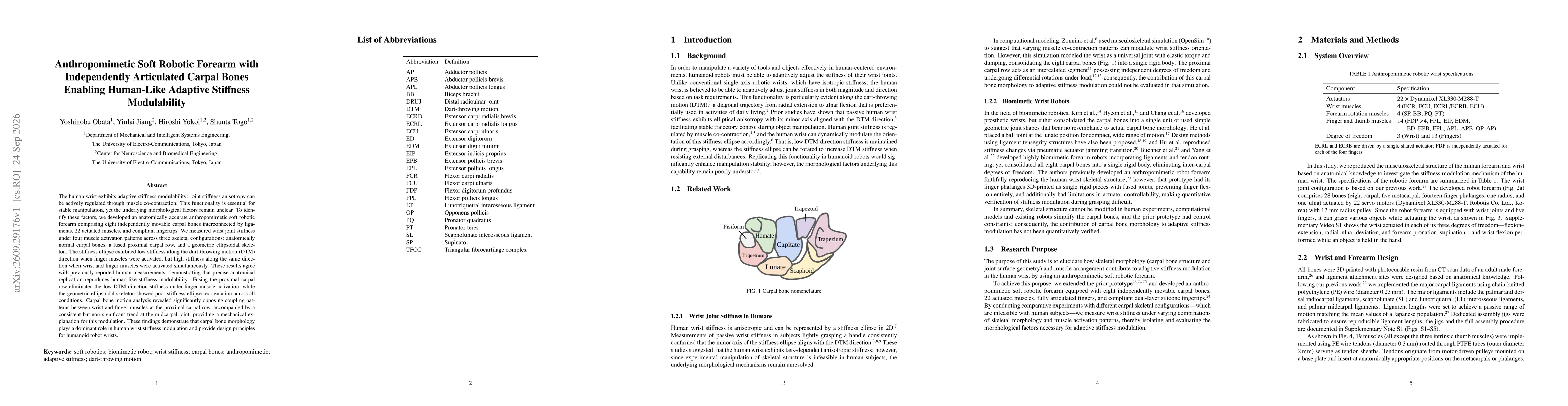 Thumbnail for Anthropomimetic Soft Robotic Forearm with Independently Articulated Carpal Bones Enabling Human-Like Adaptive Stiffness Modulability