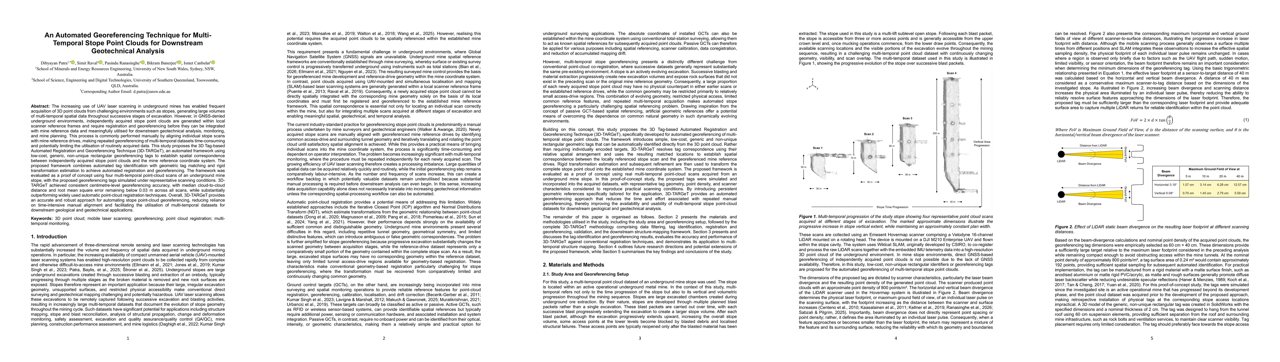 Thumbnail for An Automated Georeferencing Technique for Multi-Temporal Stope Point Clouds for Downstream Geotechnical Analysis