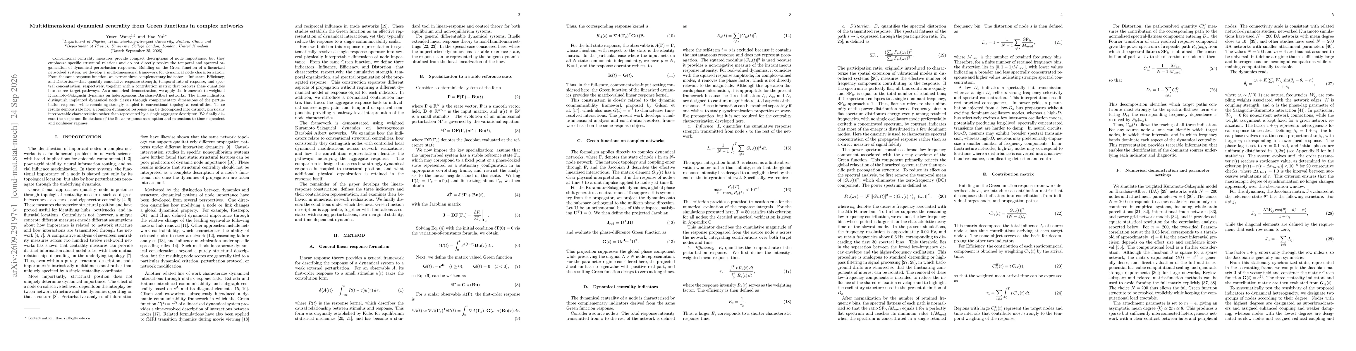 Thumbnail for Multidimensional dynamical centrality from Green functions in complex networks