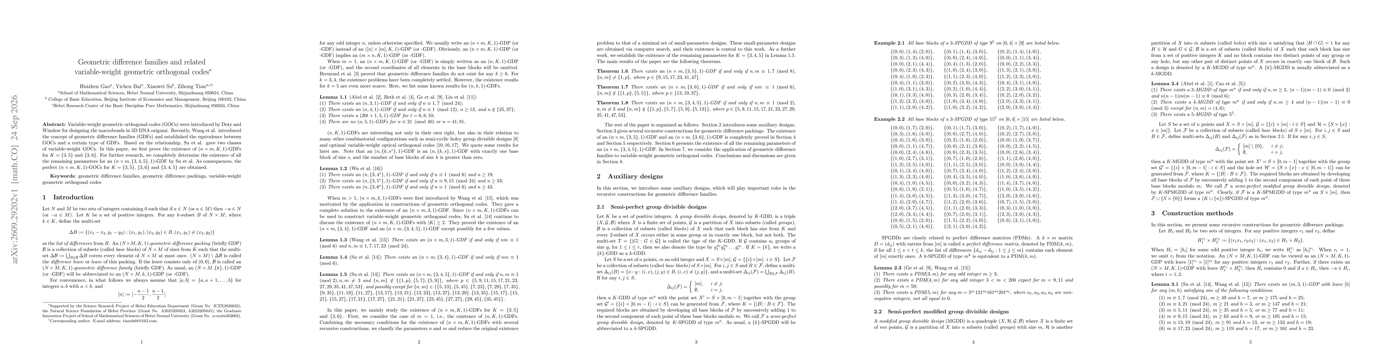 Thumbnail for Geometric difference families and related variable-weight geometric orthogonal codes