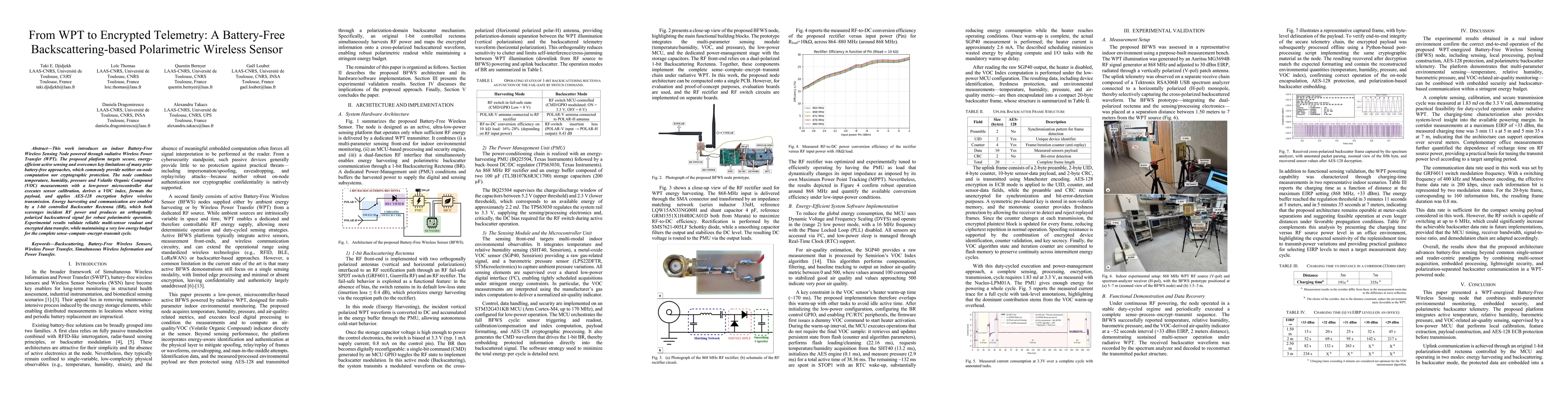 Thumbnail for From WPT to Encrypted Telemetry: A Battery-Free Backscattering-based Polarimetric Wireless Sensor