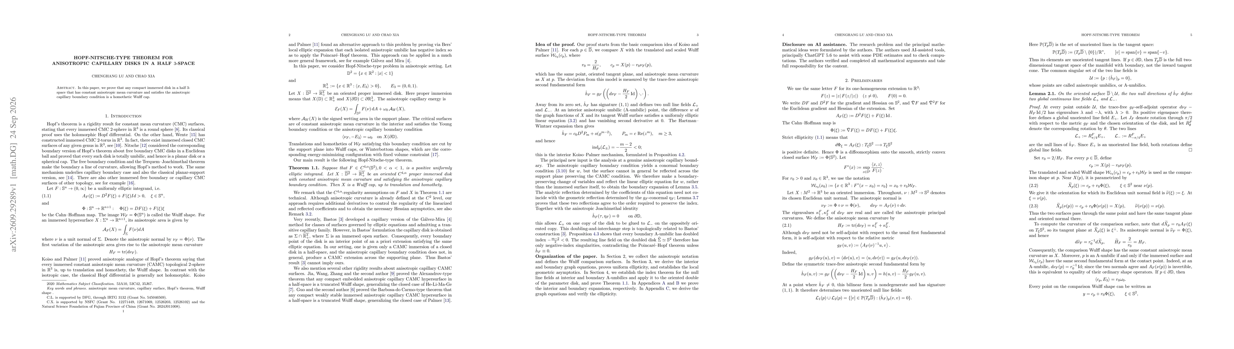 Thumbnail for Hopf-Nitsche-type theorem for anisotropic capillary disks in a half 3-space