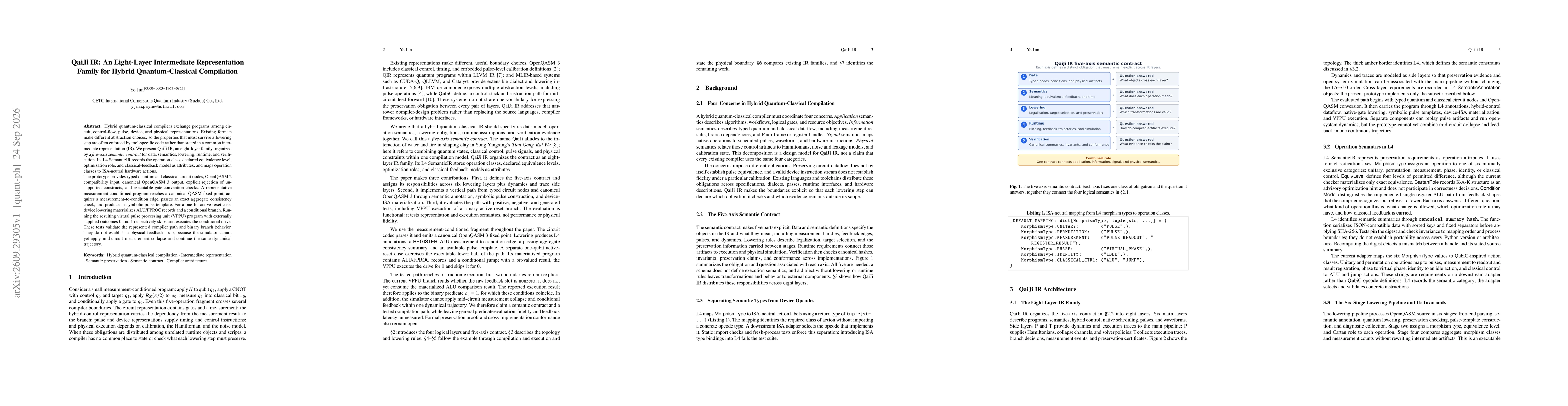 Thumbnail for QaiJi IR: An Eight-Layer Intermediate Representation Family for Hybrid Quantum-Classical Compilation