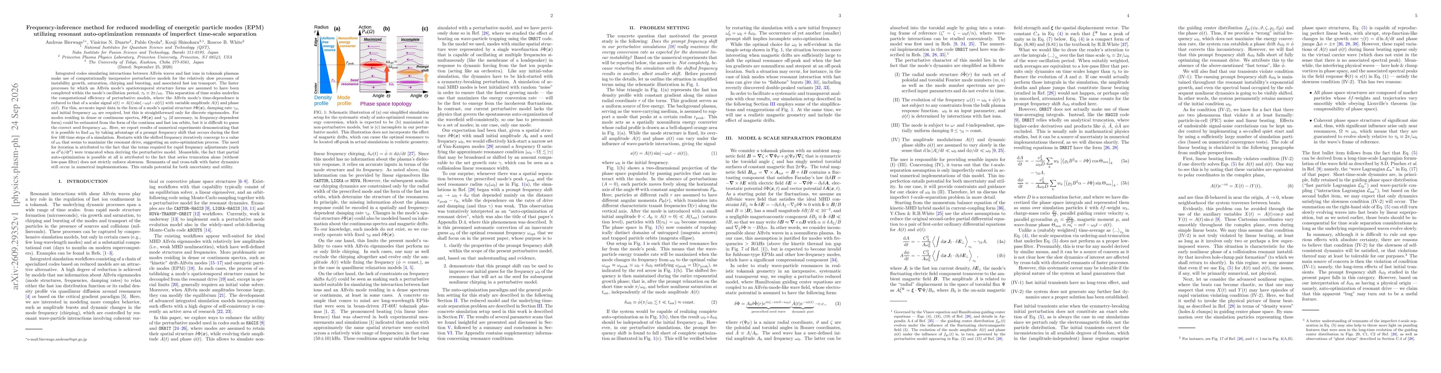 Thumbnail for Frequency-inference method for reduced modeling of energetic particle modes (EPM) utilizing resonant auto-optimization remnants of imperfect time-scale separation