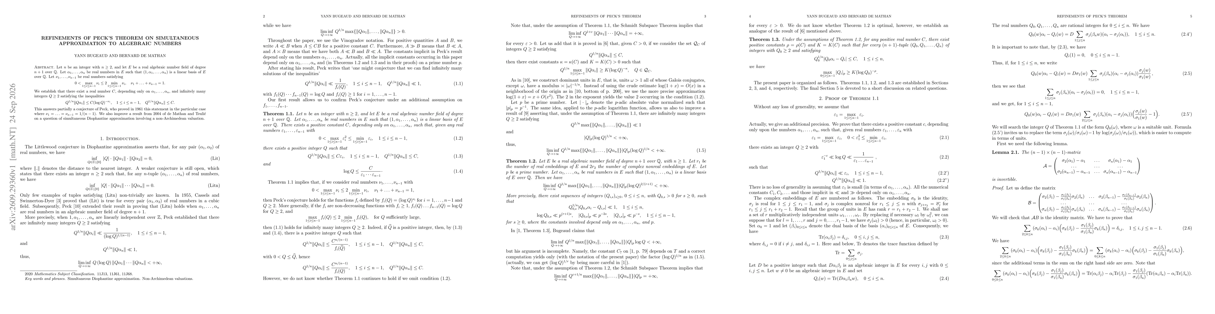 Thumbnail for Refinements of Peck's theorem on simultaneous approximation to algebraic numbers