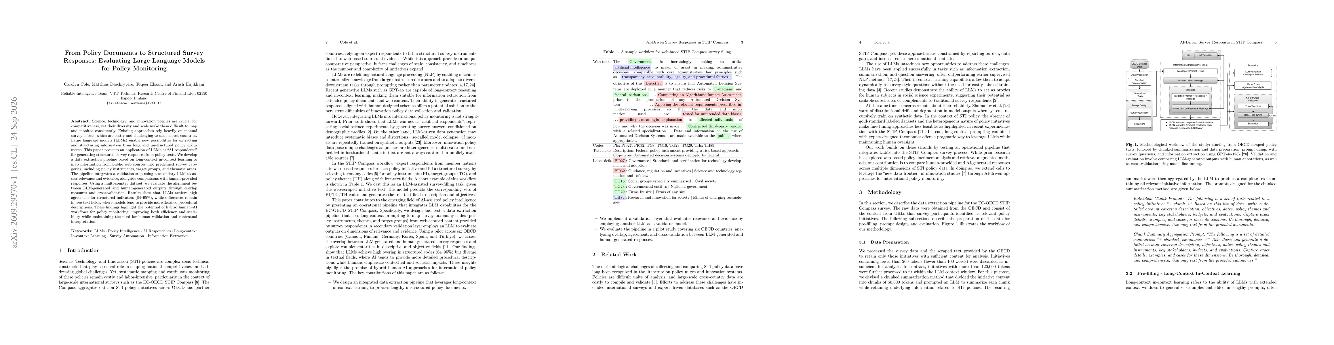 Thumbnail for From Policy Documents to Structured Survey Responses: Evaluating Large Language Models for Policy Monitoring
