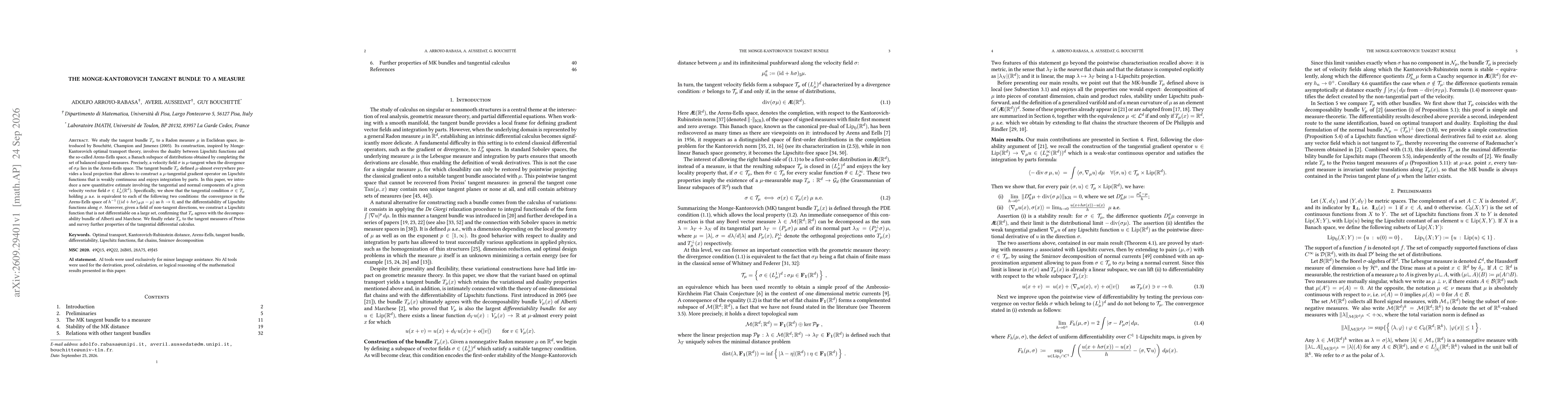 Thumbnail for The Monge-Kantorovich tangent bundle to a measure
